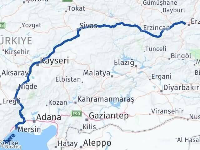 Aziziye Mersin Arası Kaç Km - Yol Tarifi