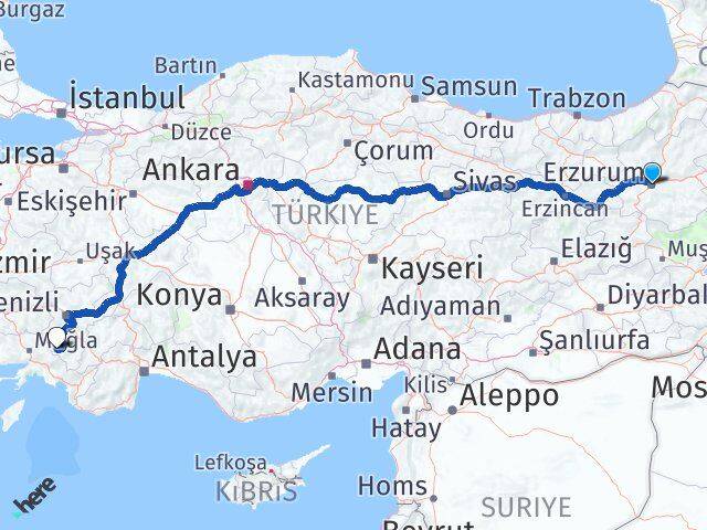 Erzurum Beyağaç Denizli Arası Kaç Km - Yol Haritası