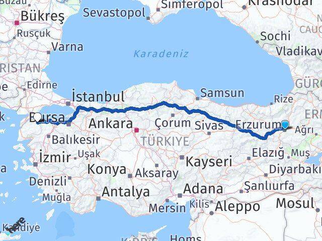 Erzurum Biga Çanakkale Arası Kaç Km - Yol Haritası