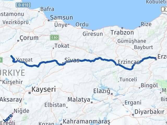 Erzurum Boğazkale Çorum Arası Kaç Km - Yol Haritası