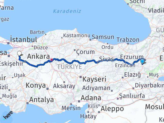 Erzurum Çat Bilecik Arası Kaç Km - Yol Haritası