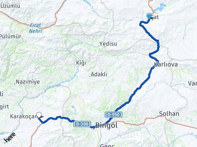 Erzurum Çat Karakoçan Elazığ Arası Kaç Km - Yol Haritası