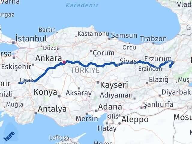 Erzurum Çat Uşak Arası Kaç Km - Yol Haritası