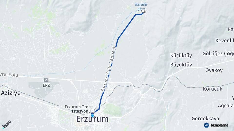 Erzurum Dumlu Yakutiye Arası Kaç Km - Yol Haritası