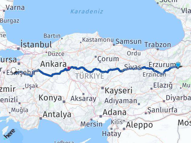 Erzurum Dursunbey Balıkesir Arası Kaç Km - Yol Haritası