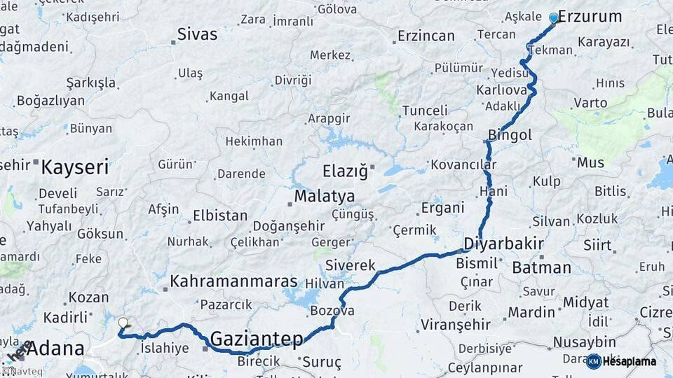Erzurum Düziçi Arası Kaç Km - Yol Tarifi