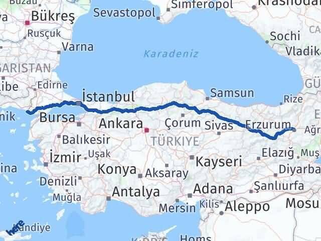 Erzurum Enez Edirne Arası Kaç Km - Yol Haritası