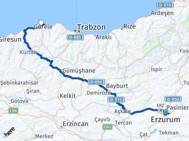 Erzurum Eynesil Arası Kaç Km - Yol Tarifi