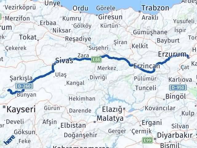 Erzurum Felahiye Arası Kaç Km - Yol Tarifi