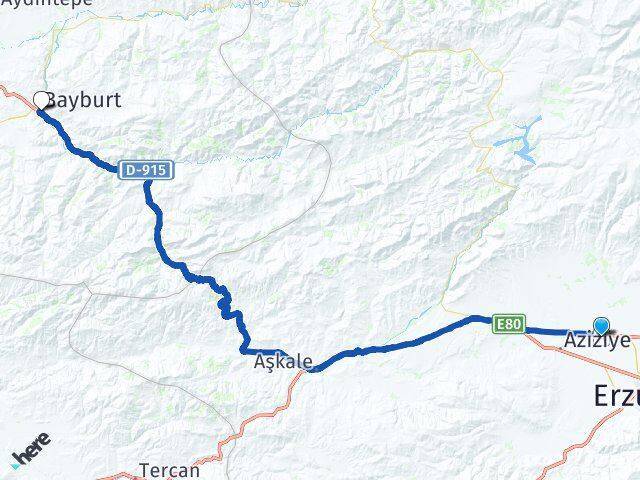 Erzurum Havalimanı Bayburt Arası Kaç Km - Yol Tarifi