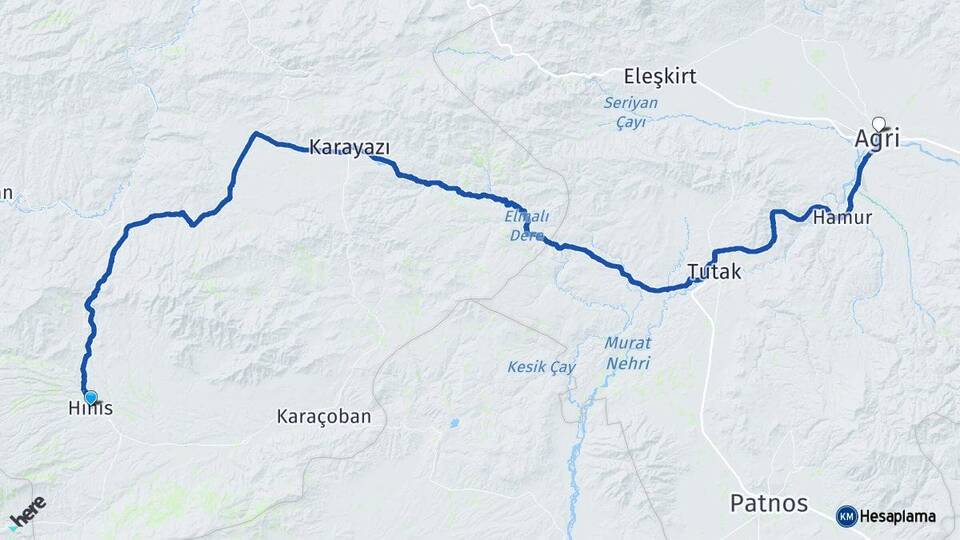 Erzurum Hınıs Ağrı Arası Kaç Km - Yol Haritası