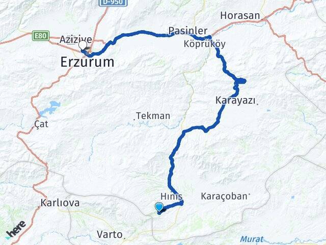 Alınteri Erzurum Teknik Üniversitesi Arası Kaç Km - Yol Tarifi