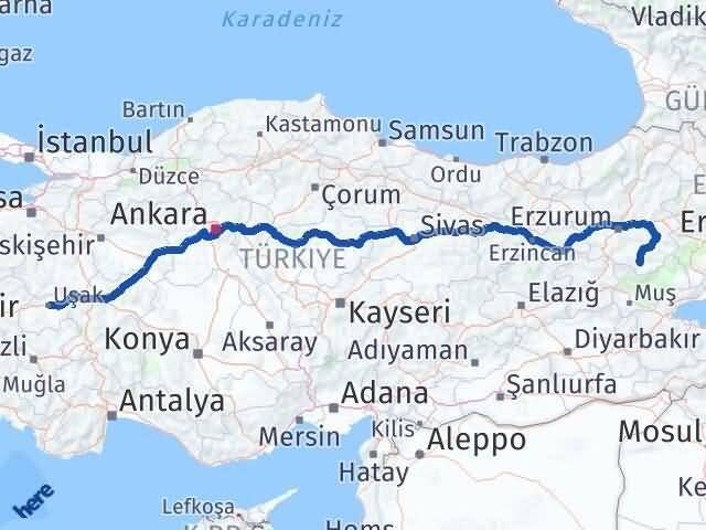 Erzurum Hınıs Uşak Arası Kaç Km - Yol Haritası