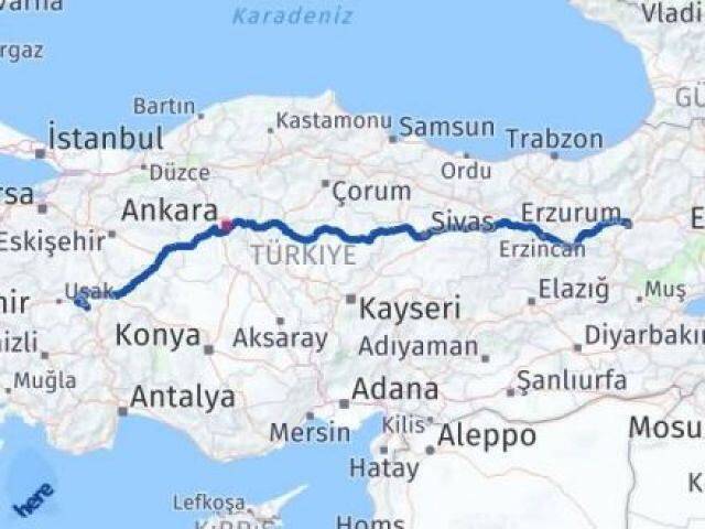 Erzurum Hocalar Afyonkarahisar Arası Kaç Km - Yol Haritası