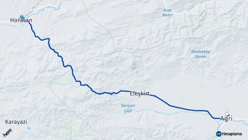 Erzurum Horasan Ağrı Arası Kaç Km - Yol Haritası
