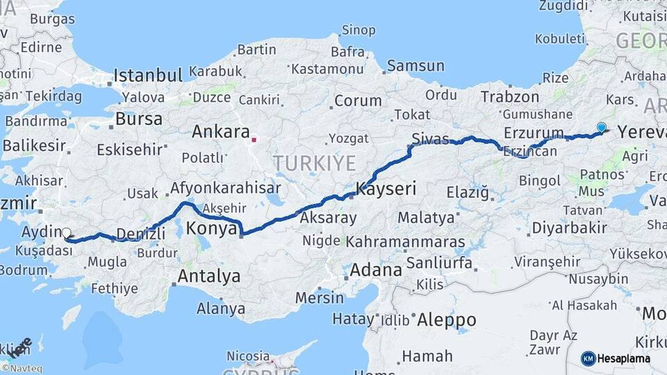 Erzurum Horasan Aydın Arası Kaç Km - Yol Haritası