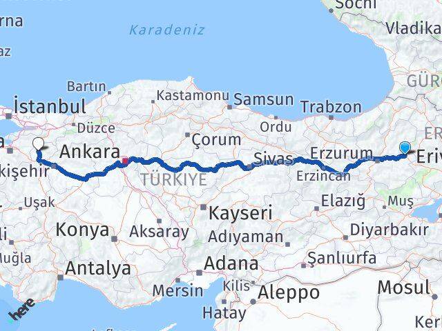Erzurum Horasan Bilecik Arası Kaç Km - Yol Haritası