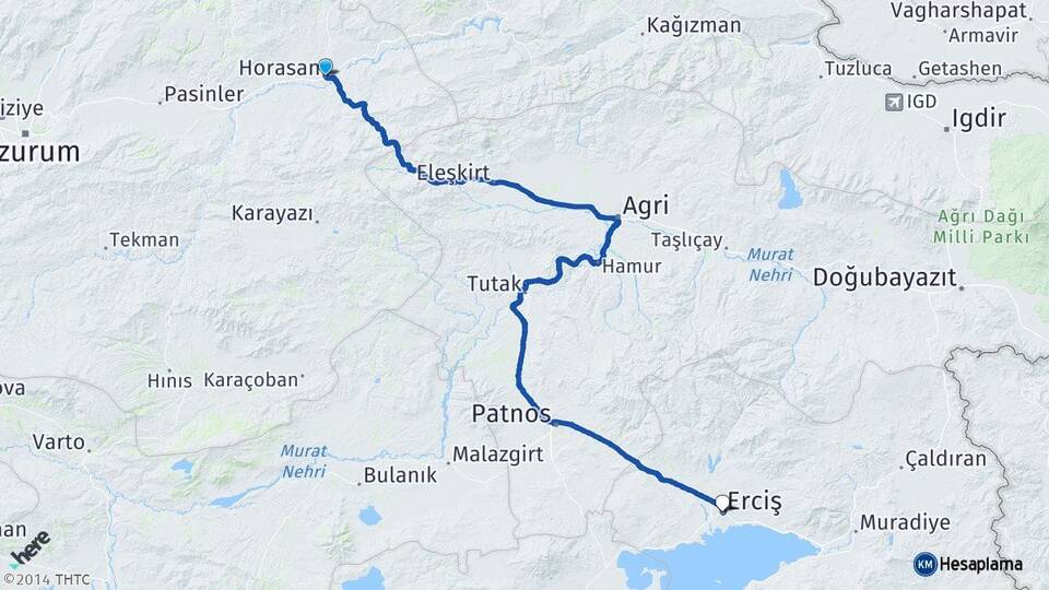 Erzurum Horasan Erciş Van Arası Kaç Km - Yol Haritası