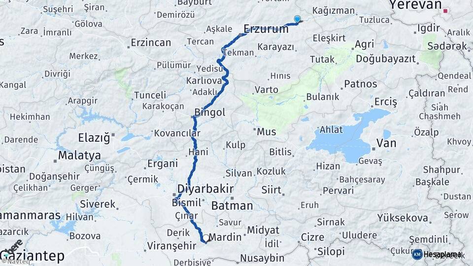Erzurum Horasan Mardin Arası Kaç Km - Yol Haritası