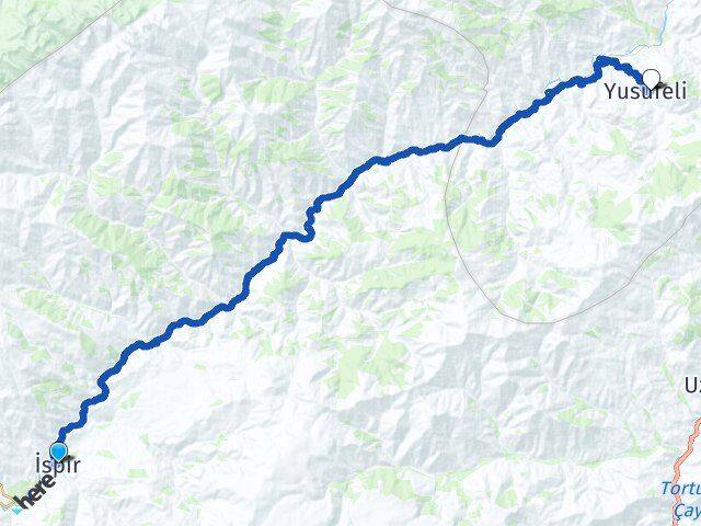 Erzurum İspir Yusufeli Artvin Arası Kaç Km - Yol Haritası