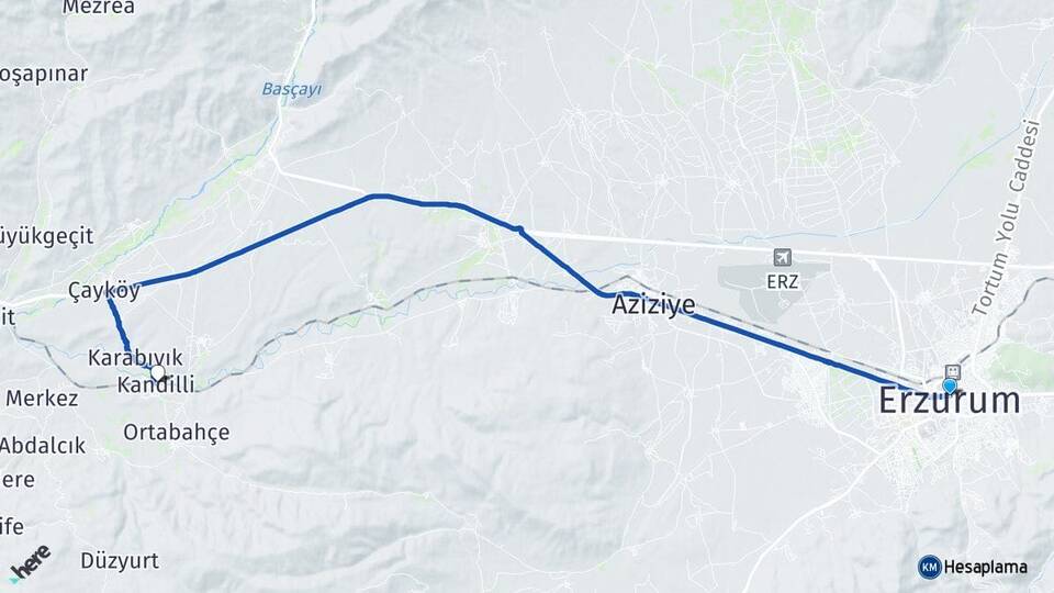 Erzurum Kandilli Aşkale Arası Kaç Km - Yol Haritası