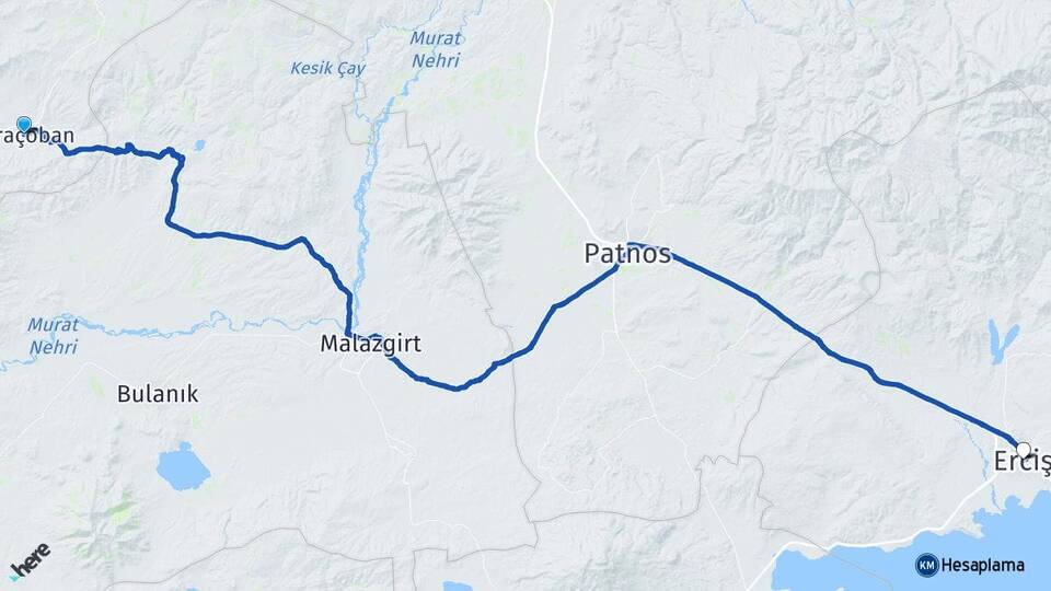 Erzurum Karaçoban Veysel Karani Siirt Arası Kaç Km - Yol Haritası