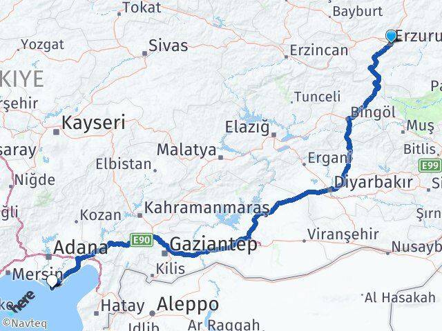 Erzurum Karataş Adana Arası Kaç Km - Yol Haritası