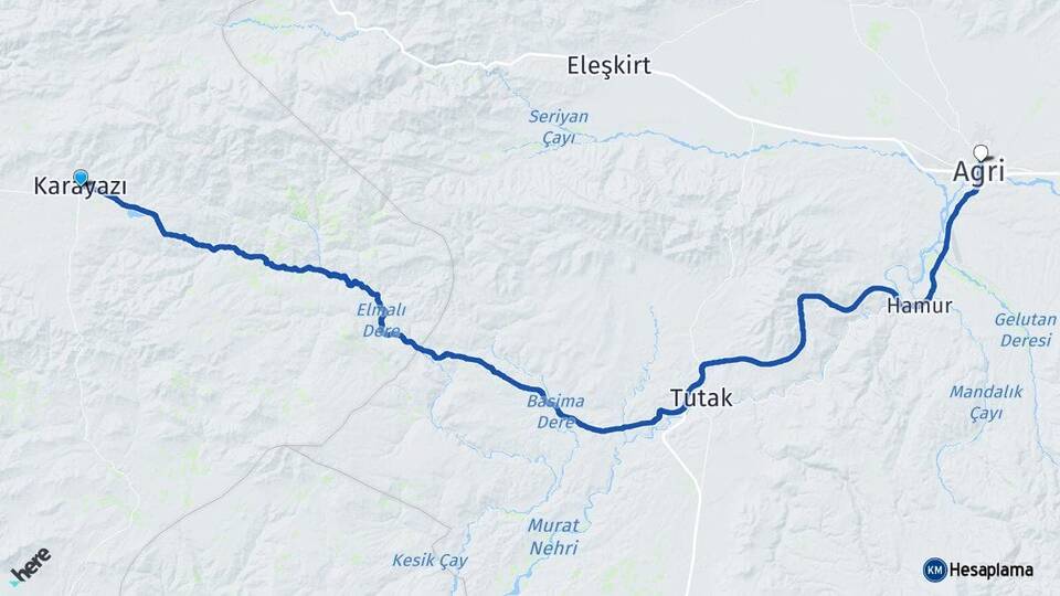 Erzurum Karayazı Ağrı Arası Kaç Km - Yol Haritası