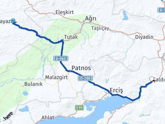 Erzurum Karayazı Çaldıran Van Arası Kaç Km - Yol Haritası