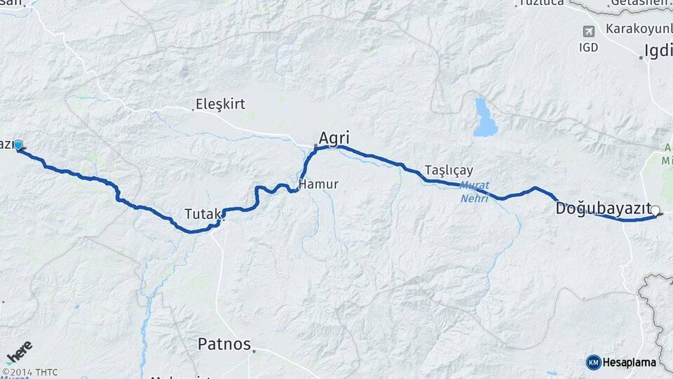 Erzurum Karayazı Doğubayazıt Ağrı Arası Kaç Km - Yol Haritası