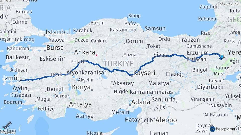 Karayazı İzmir Arası Kaç Km - Yol Tarifi