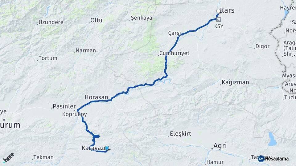 Karayazı Kars Arası Kaç Km - Yol Tarifi