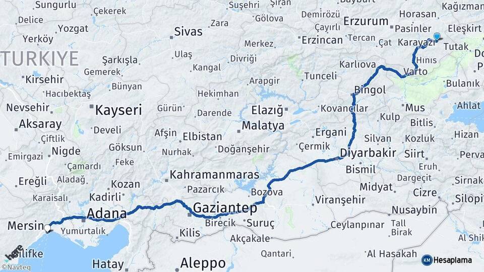 Karayazı Mersin Arası Kaç Km - Yol Tarifi