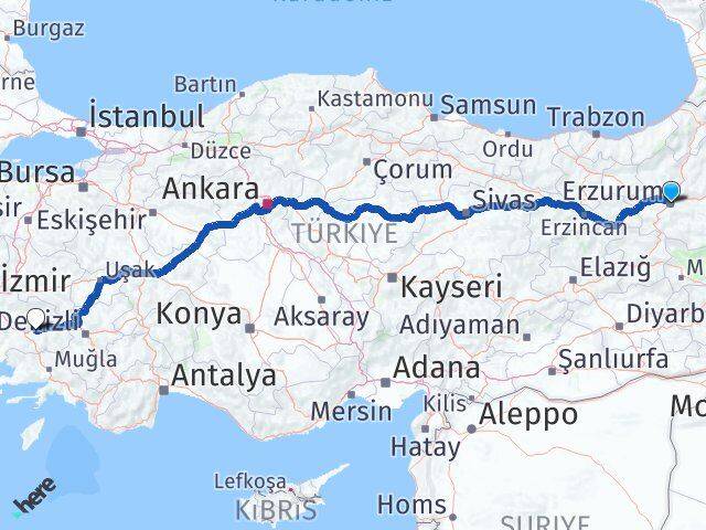 Erzurum Köşk Aydın Arası Kaç Km - Yol Haritası