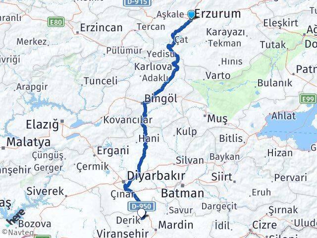 Erzurum Mazıdağı Mardin Arası Kaç Km - Yol Haritası
