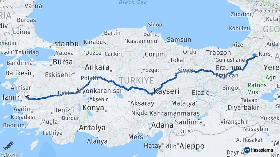 Erzurum Oltu Manisa Arası Kaç Km - Yol Haritası