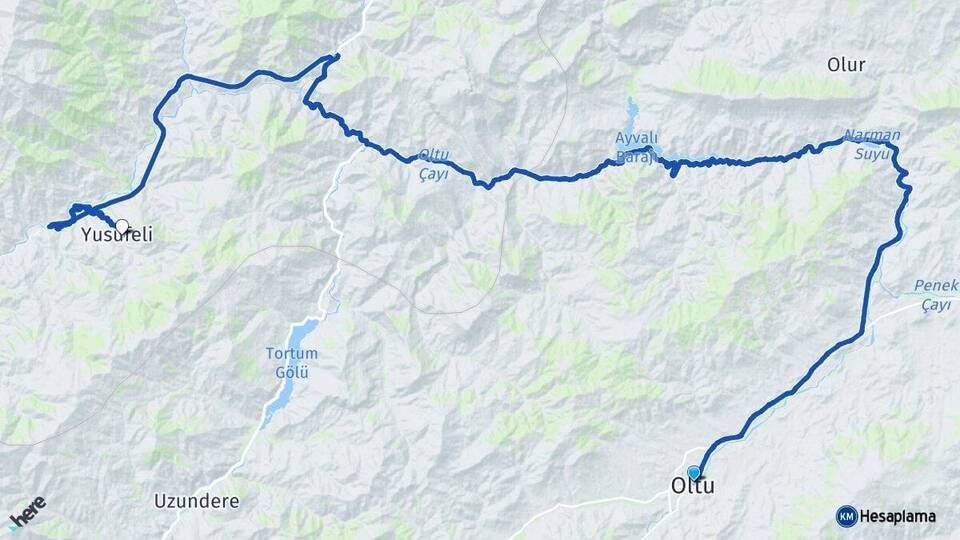 Erzurum Oltu Yusufeli Artvin Arası Kaç Km - Yol Haritası