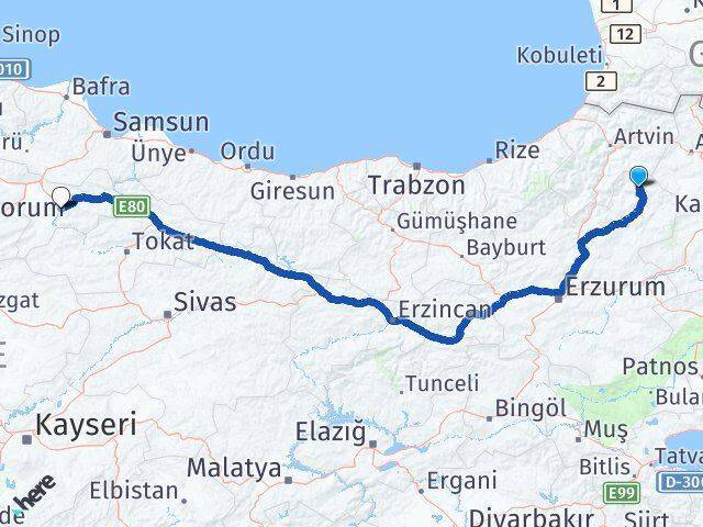 Olur Amasya Arası Kaç Km - Yol Tarifi