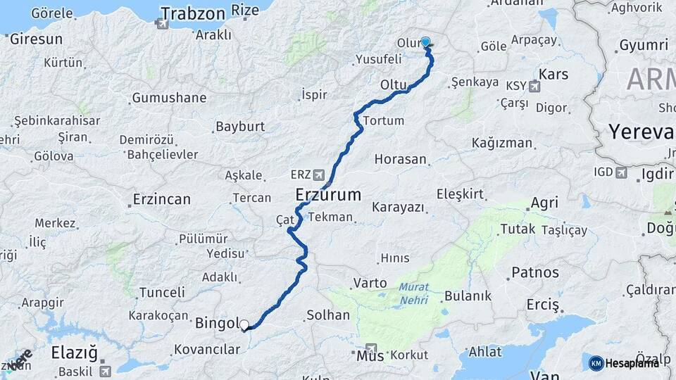 Olur Bingöl Arası Kaç Km - Yol Tarifi