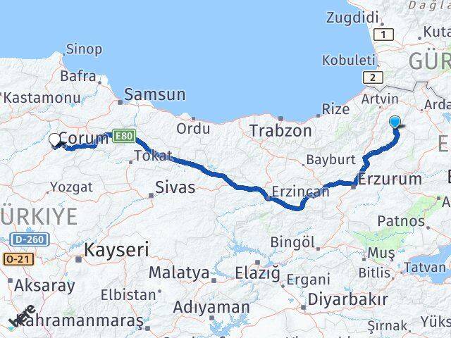 Olur Çorum Arası Kaç Km - Yol Tarifi