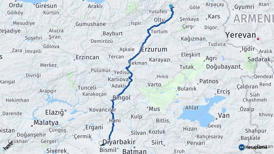 Olur Diyarbakır Arası Kaç Km - Yol Tarifi