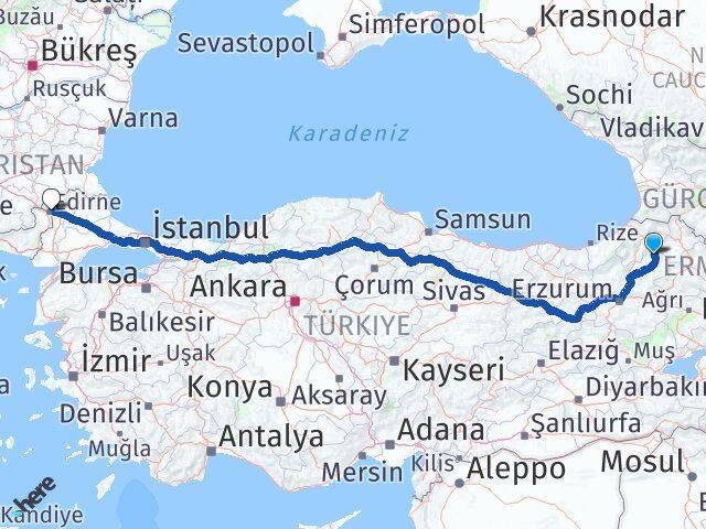 Olur Edirne Arası Kaç Km - Yol Tarifi
