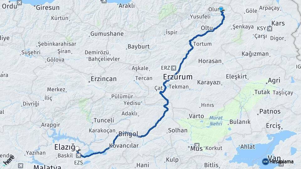 Olur Elazığ Arası Kaç Km - Yol Tarifi