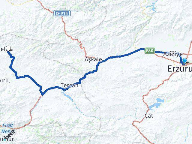 Erzurum Otlukbeli Erzincan Arası Kaç Km - Yol Haritası
