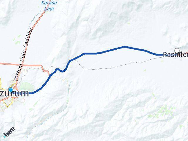 Erzurum Palandöken Pasinler Arası Kaç Km - Yol Haritası