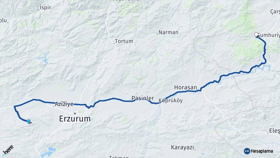 Erzurum Palandöken Sarıkamış Kars Arası Kaç Km - Yol Haritası
