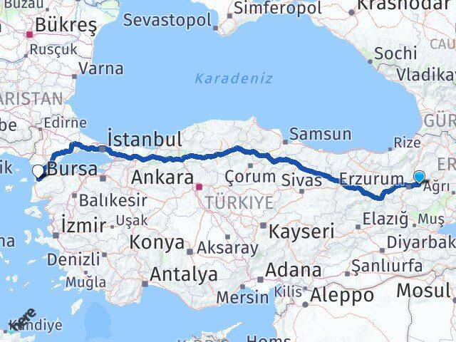 Erzurum Pasinler Çanakkale Arası Kaç Km - Yol Haritası