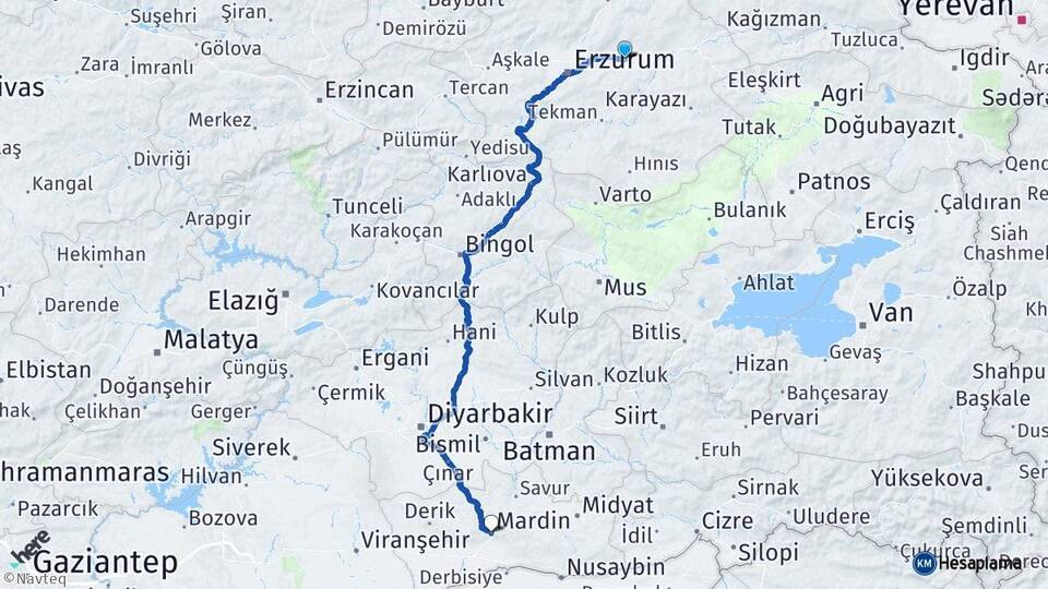 Erzurum Pasinler Mardin Arası Kaç Km - Yol Haritası