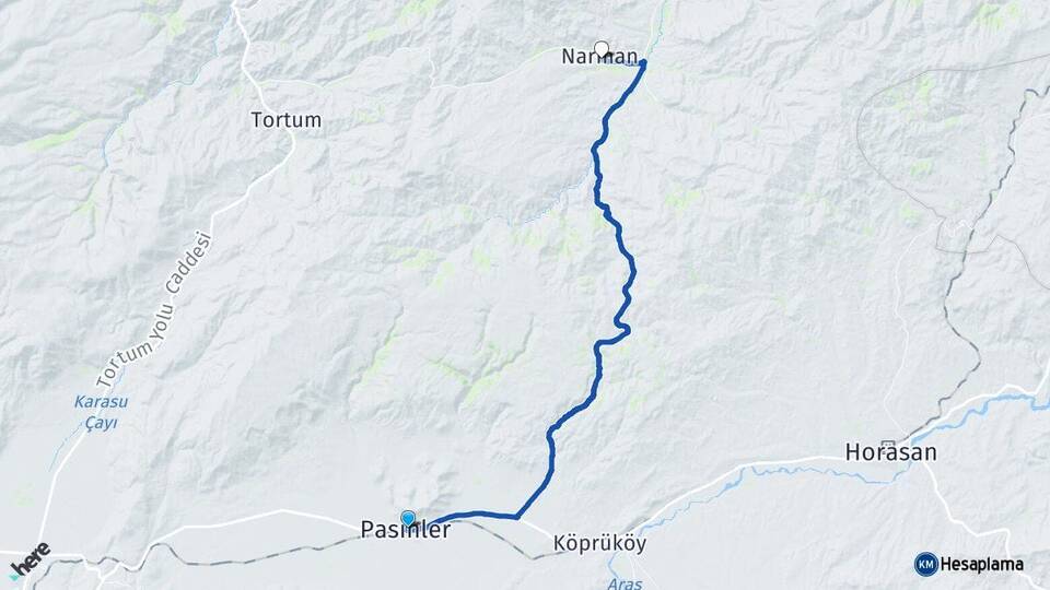 Erzurum Pasinler Narman Arası Kaç Km - Yol Haritası