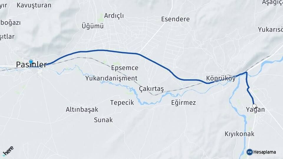 Erzurum Pasinler Yağan Köprüköy Arası Kaç Km - Yol Haritası